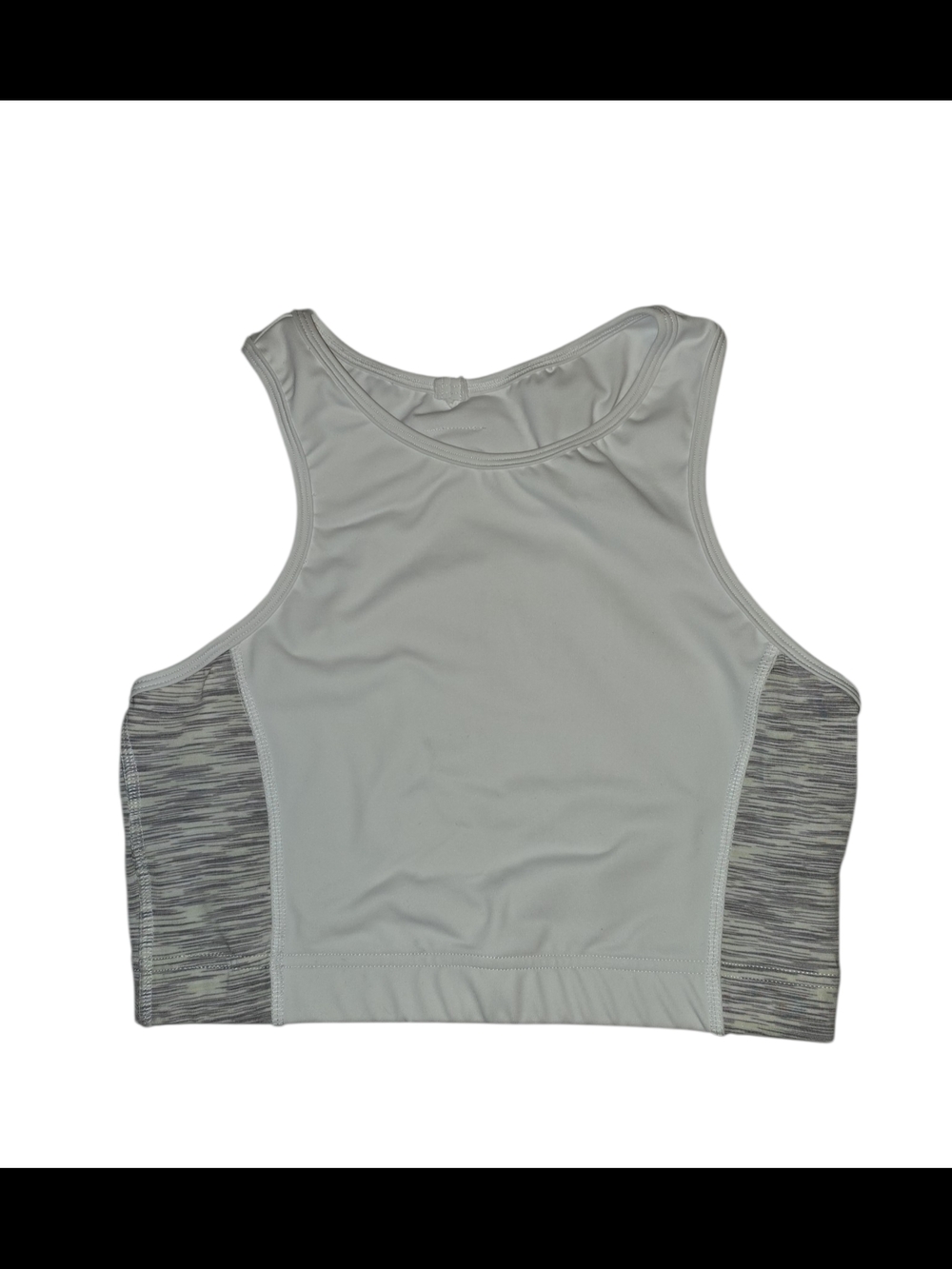 High-Neck Light Gray Performance Sports Bra